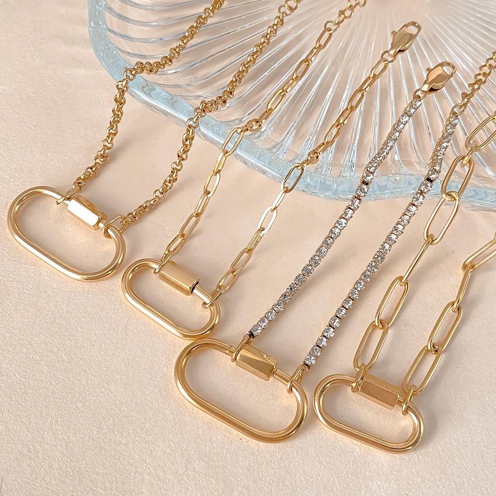 eManco Oval Buckle Heads DIY Chain Pendant Bracelet Stainless Steel Jewelry Design Match Charms Bracelets Women Accessories