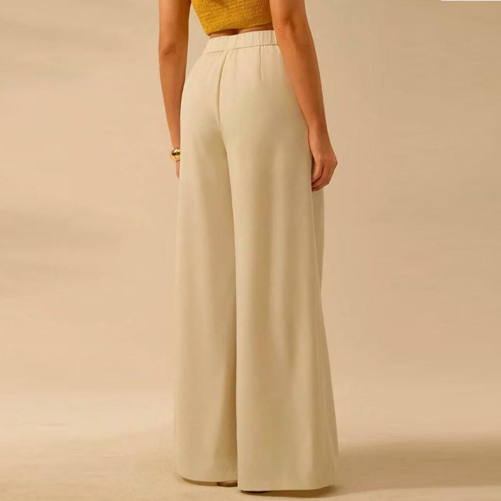 Ladies' Color Printed Casual Loose High Waisted Wide Leg Pants