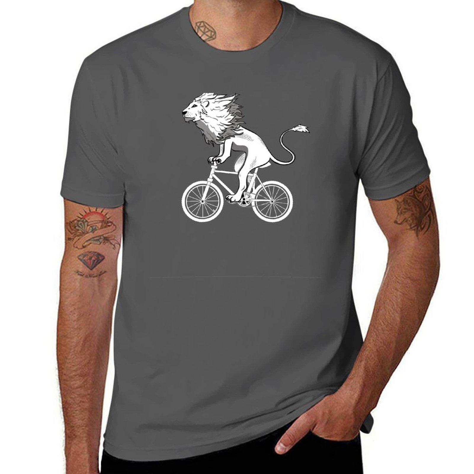 

Lion on bike, lion shirt T-Shirt t shirts for man cotton funny man t shirts cotton T-Shirt 4XL
