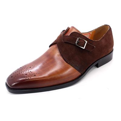 Fashion FELIX CHU Men's Classic Monk Strap Formal Shoes Genuine Leather Suede Oxford Brogue with Buckle Detail for Wedding Dress Shoes