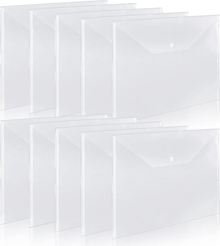 10 Pcs 11x17 Inch Document Folder Organizers with Snap Closure Clear File Oversized Envelope File Folder for Office School Home