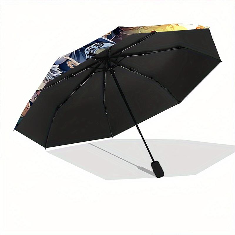 1pc Creative Anime Demon Slayer Character Pattern Automatic Umbrella is Fashionable and Good-Looking, a Portable 3-Fold Umbrella, Suitable f