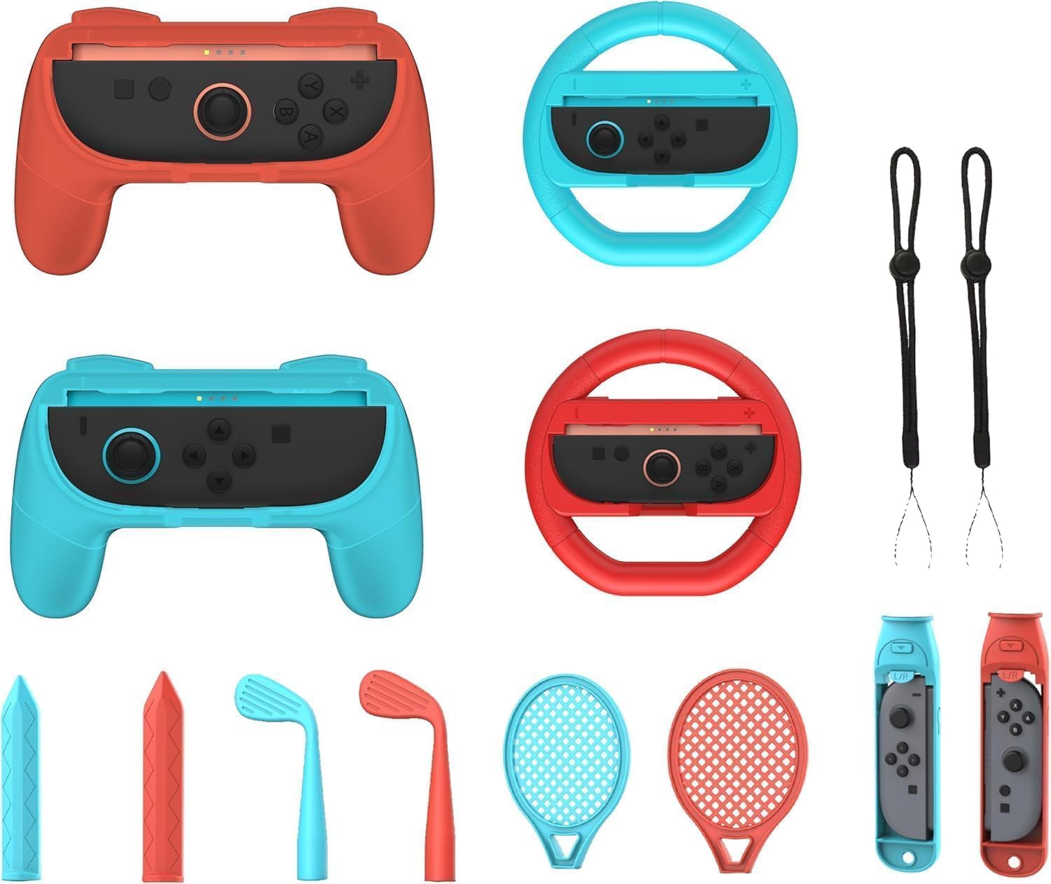 

Набор спортивных аксессуаров NBCP для Switch 2 игры с рулем, теннисной и клюшкой для гольфа Идеально для и фитнес-игры 14 в 1 14-в-1 (2025) - Управляемый движением