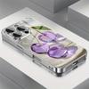 Purple Crystal Cherry Pattern Electroplated Glass Phone Case For iPhone 11 12 13 14 15 16 17 Pro Max Plus 16E 17 Air Cover