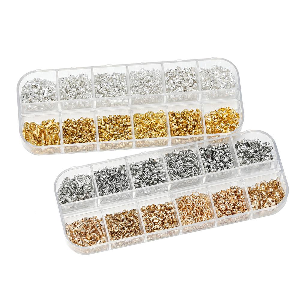 1203pcs Lobster Clasp Crimp Bead End Beads Tweezers Jewelry Plier Steel Wire Jewelry Kits for Bracelet DIY Jewelry Makings