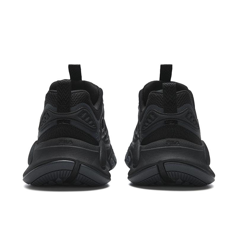 FILA TRUFFLE Cushioning Abrasion Resistant Lightweight Low top Chunky Sneakers Women's Black/Black Sand Gray F12W621111FBB