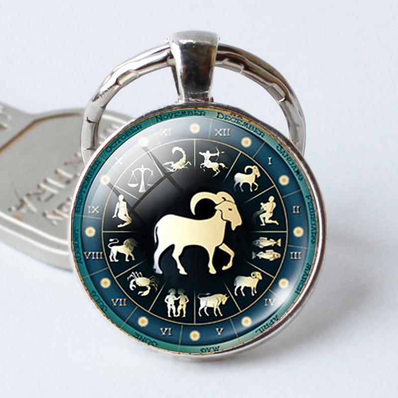 Zodiac Time Gem Metal Keychain
