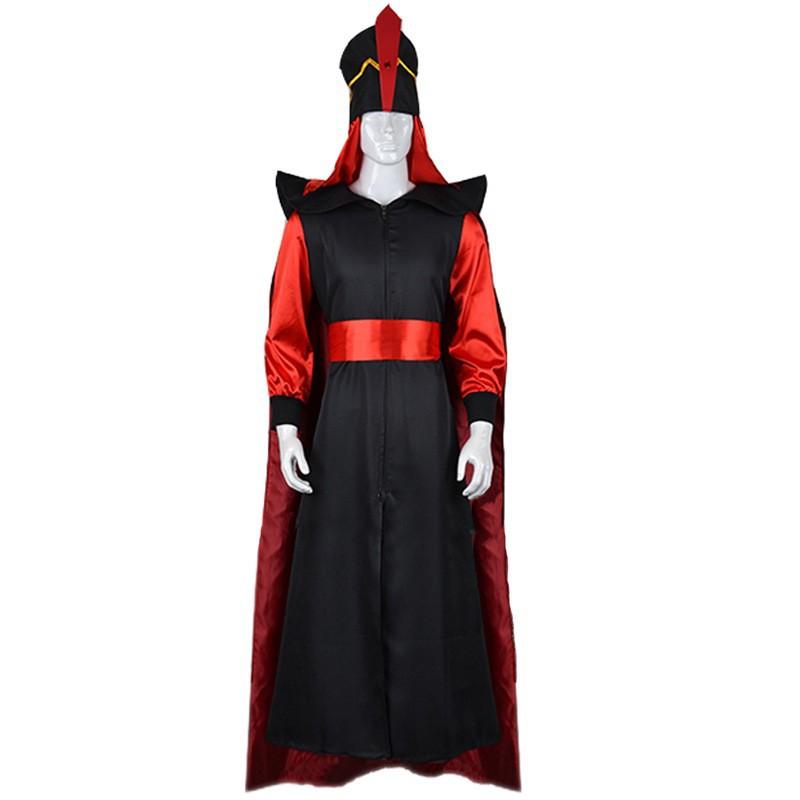 Movie Jafar Cosplay Costume Jumpsuit Cloak With Hat For Men Women Outfits Halloween Carnival Party Roleplay Suits