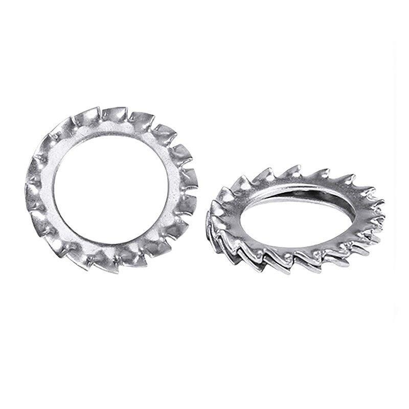 304 Stainless Steel Serrated Lock Washer with Anti-slip Teeth.