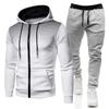 Autumn and Winter Fleece Polka Dot Men's and Women's Sports Hoodie Polka Dot Men's Solid Color Zipper Sweatshirt Set