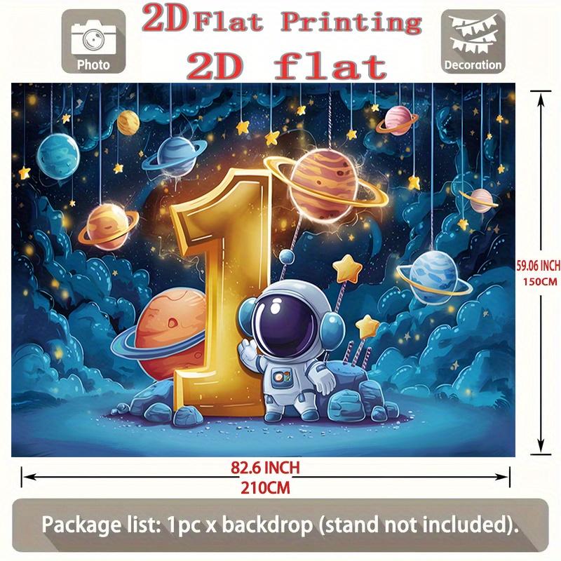 1 piece of 2D party banner 1-year-old birthday celebration astronaut-themed backdrop for photo taking