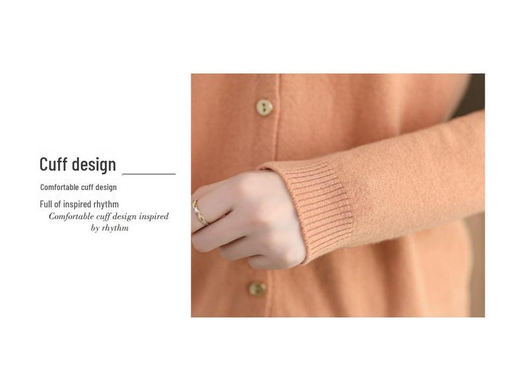 Women's 100% Wool V-Neck Cardigan - Spring/Autumn 2025, Long Sleeve, Petite, Lightweight Sweater