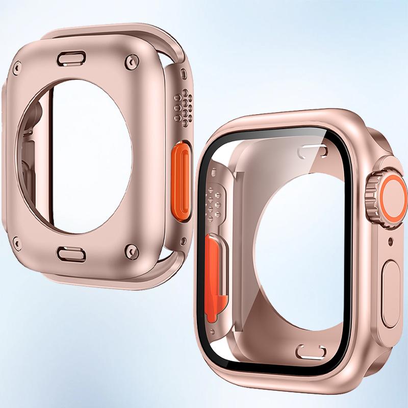 Screen Protector Cover for Apple Watch 44mm 45mm 46mm 42mm Hard PC Front Rear Bumper Case for Iwatch 10 9 8 7 6 Change To Ultra