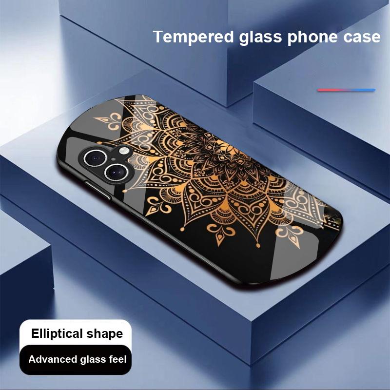 Geometryczny Wzór Dla Apple IPhone 16 11 13 15 14 Pro Max 12 Mini 7 8 Plus XR XS Etui na Telefon z Hartowanego Szkła o Eliptycznym Kształcie