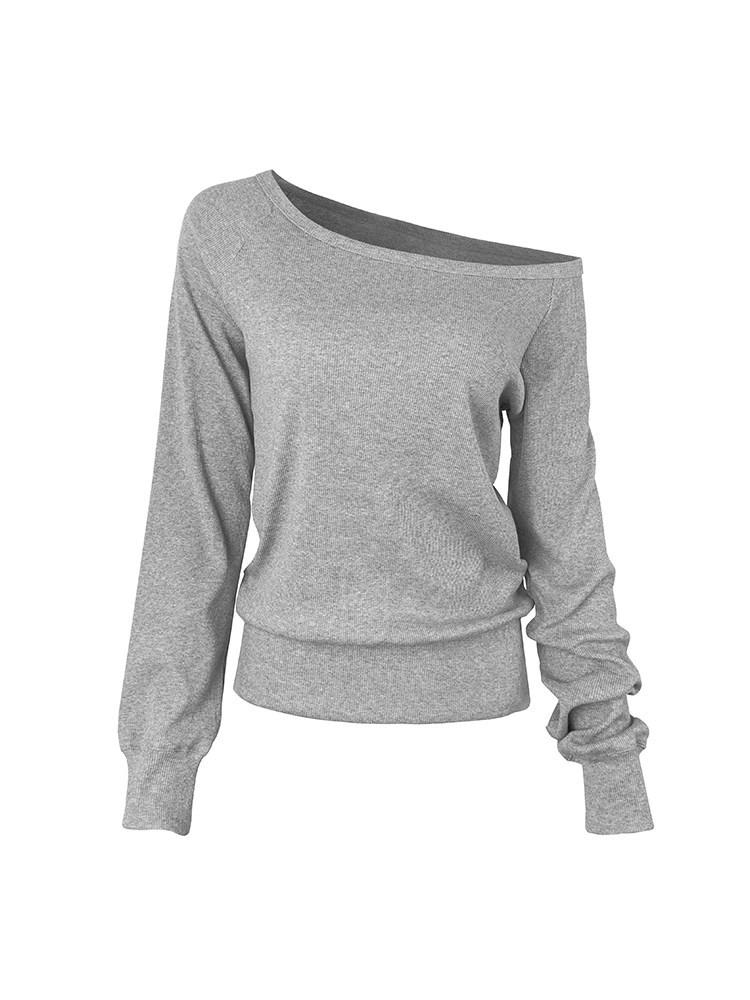 2025 Spring Women's Versatile Slimming Off/One-Shoulder Long-Sleeve T-Shirt