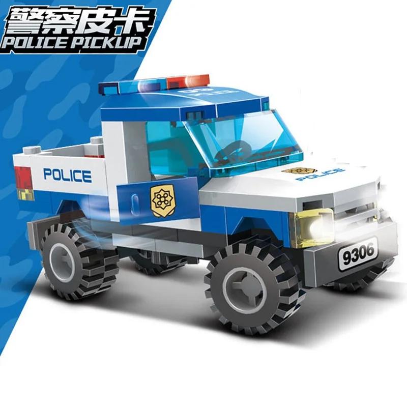 City Patrol Police Motorcycle Car Pursuit Prisoners Model Building Blocks Enlighten Action Figure Toys For Children