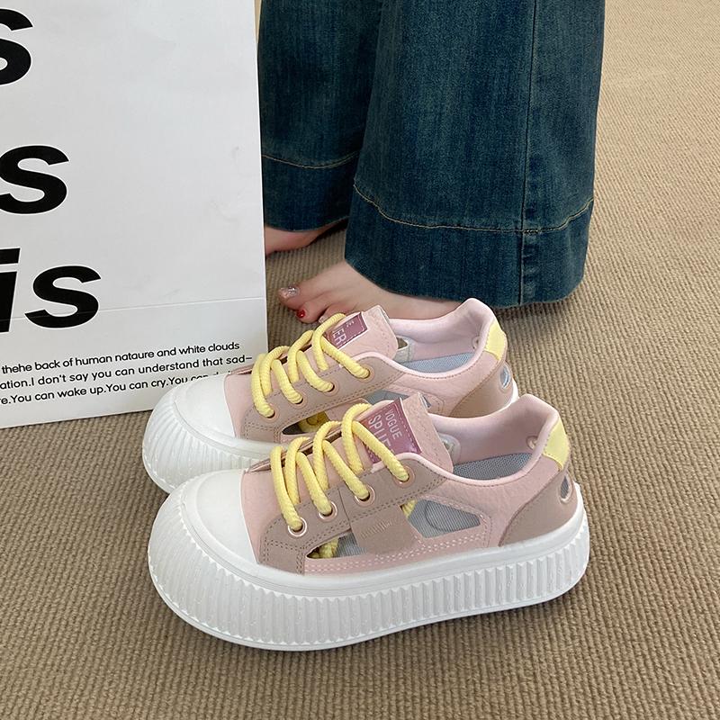 CRLAYDK Women Classic Fashion Sneakers Hollow Out Summer Casual Tennis Platform Skate Shoes Leather Walking Anti Slip Trainers