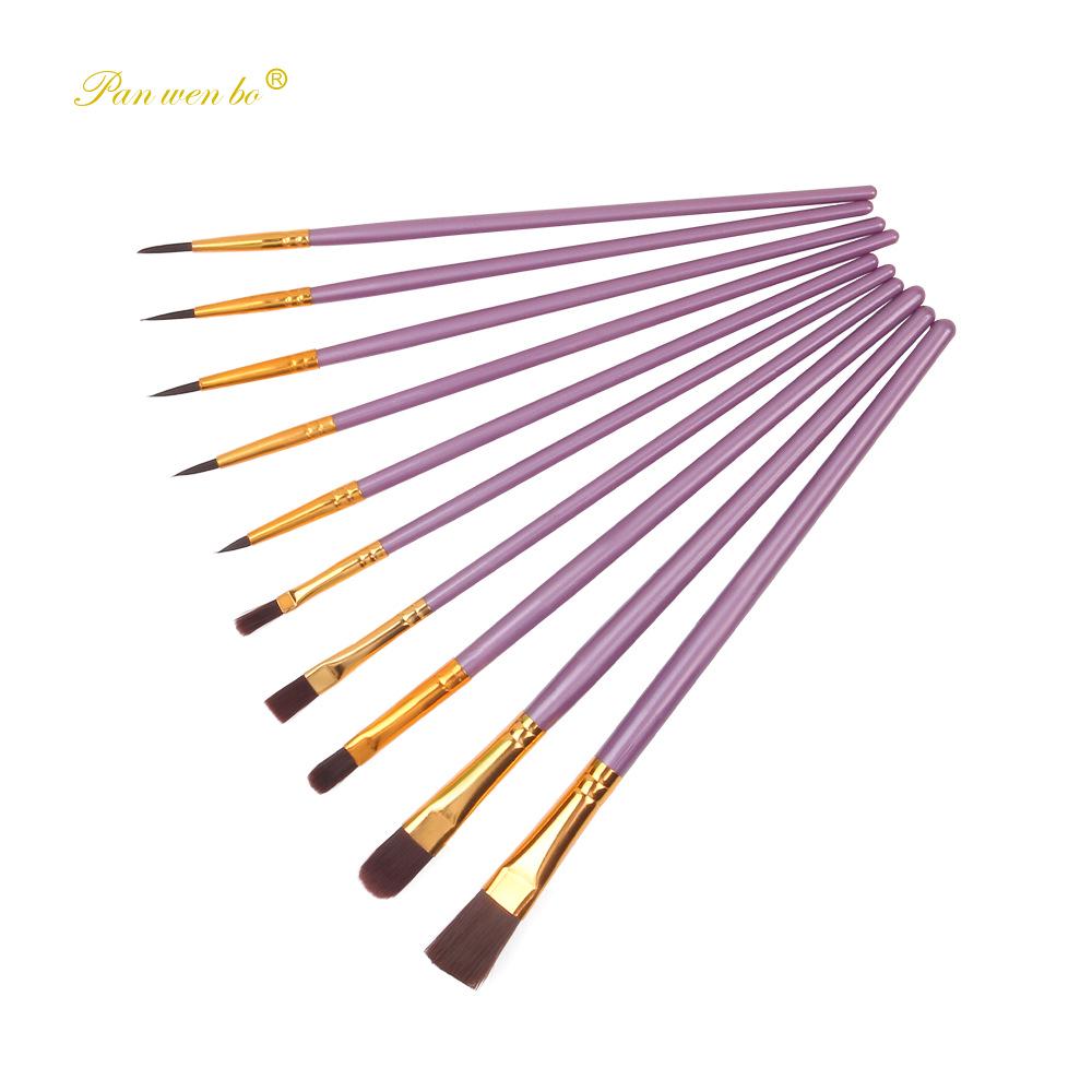 10-Piece Nylon Hair Paint Brush Set for DIY Art and Painting