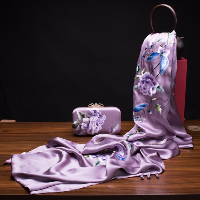 Su Embroidery Silk Scarf Long Double-sided Pure Shawl Gift Wedding Party