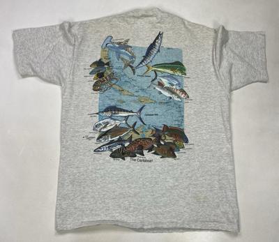 VINTAGE Environmental Art Wear Fish Graphic T-shirt Men XL USA 90s Single Stitch