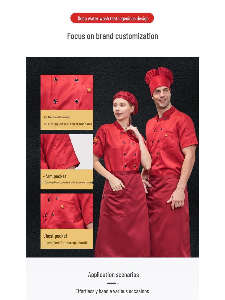 Unisex kuchařská uniforma: Letní cateringové pracovní oděvy s krátkým a dlouhým rukávem