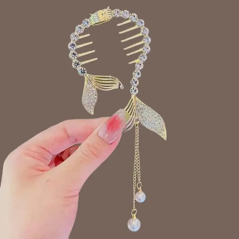 Vintage S Shape Plush Ball Dried Rose Hairpins for Women Ponytail Twist Hair Clips Fashion Shark Clip Barrettes Hair Accessories