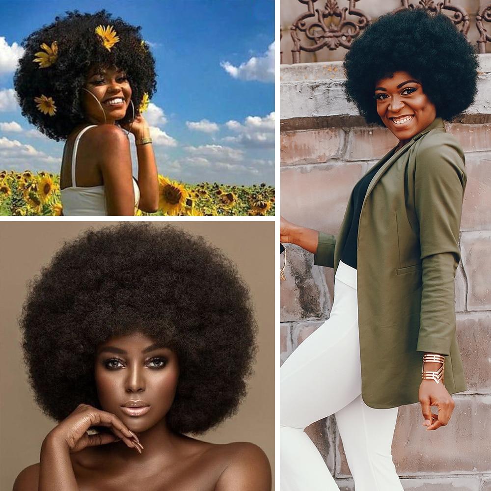 XINRAN Short Synthetic Wigs Afro Kinky Curly Wig for Women Available Black Natural Afro High Temperature Hair