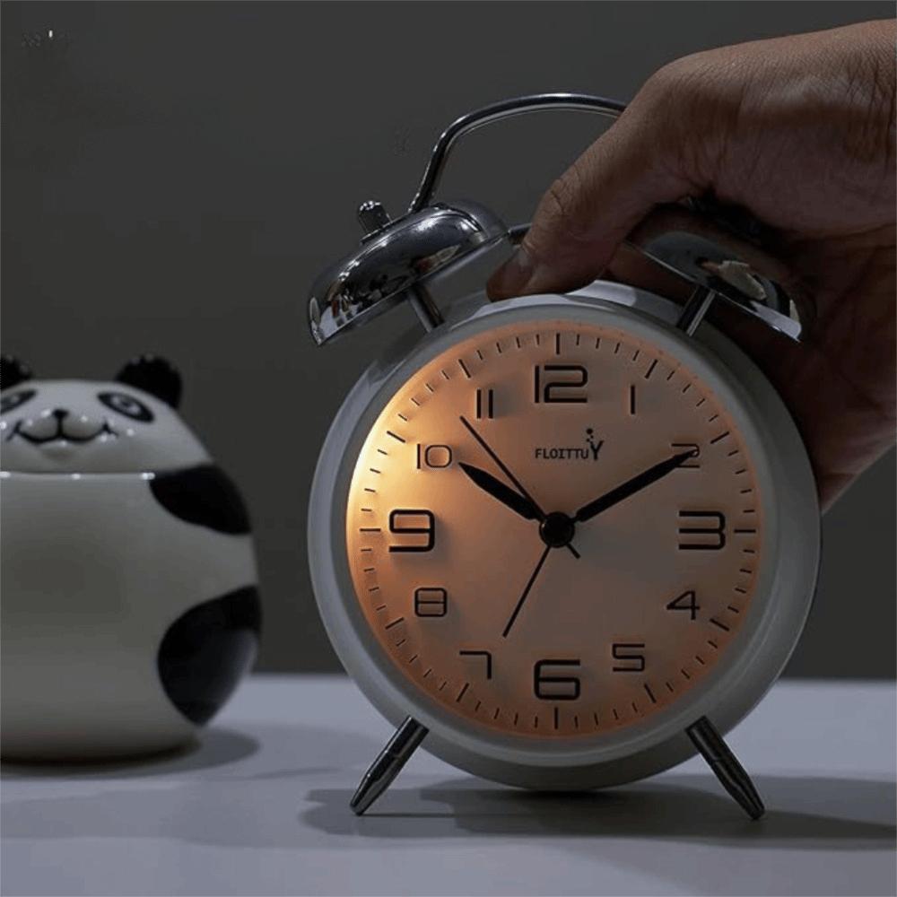 Metal Frame Silent Student Alarm Clock Luminous Table Clock Twin Bell Loud Alarm Clock  Living Room