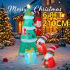 6.8FT LED Lit Inflatable Xmas Yard Decor Christmas Tree with Santa Elf Penguin Christmas Supplies Home Decor Ornaments Toy Gifts