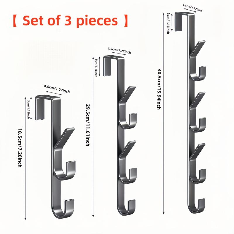 

Комплект из 3 современных металлических дверных крючков — простая установка, окрашенная отделка, многоцелевые вешалки для одежды и аксессуаров на дверь 3pcs