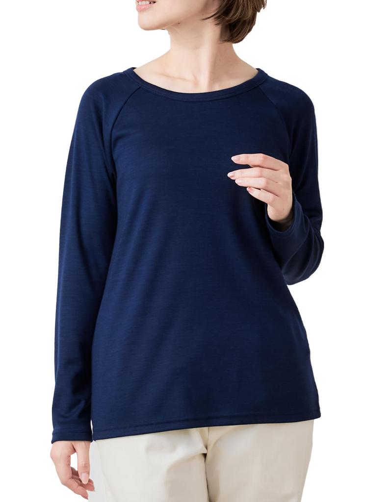 911 Merino Wool Raglan Sleeve Japanese Made Cut and Sewn Super 120 Long Sleeve Inner Base Layer Underwear Mountaineering Plain C [SPAN] T-Shirt