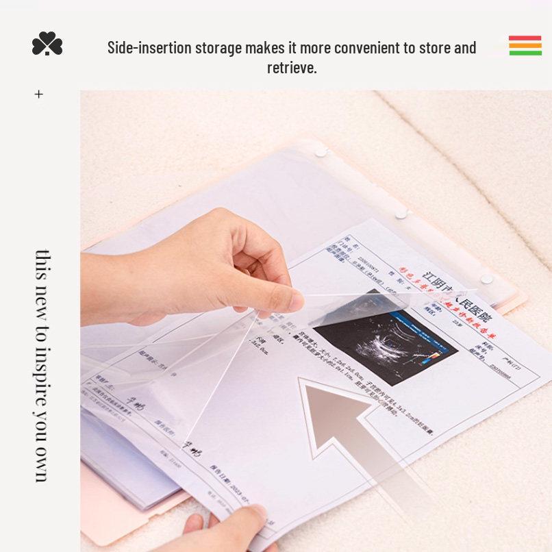 Waterproof Pregnancy Record Bag Set: A5 Storage Booklet and A4 Transparent File Bag for Expectant Mothers