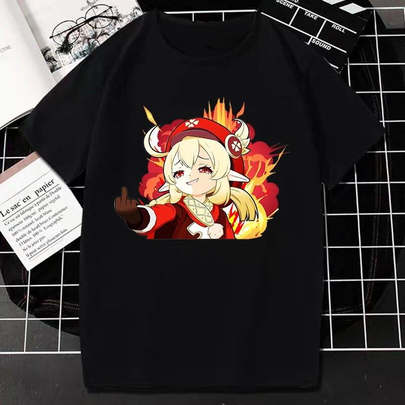 Genshin Impact TShirt Kawaii Games Character Cartoon Graphic Tops Women Harajuku Fashion Streetwear Casual Oversized Camisetas