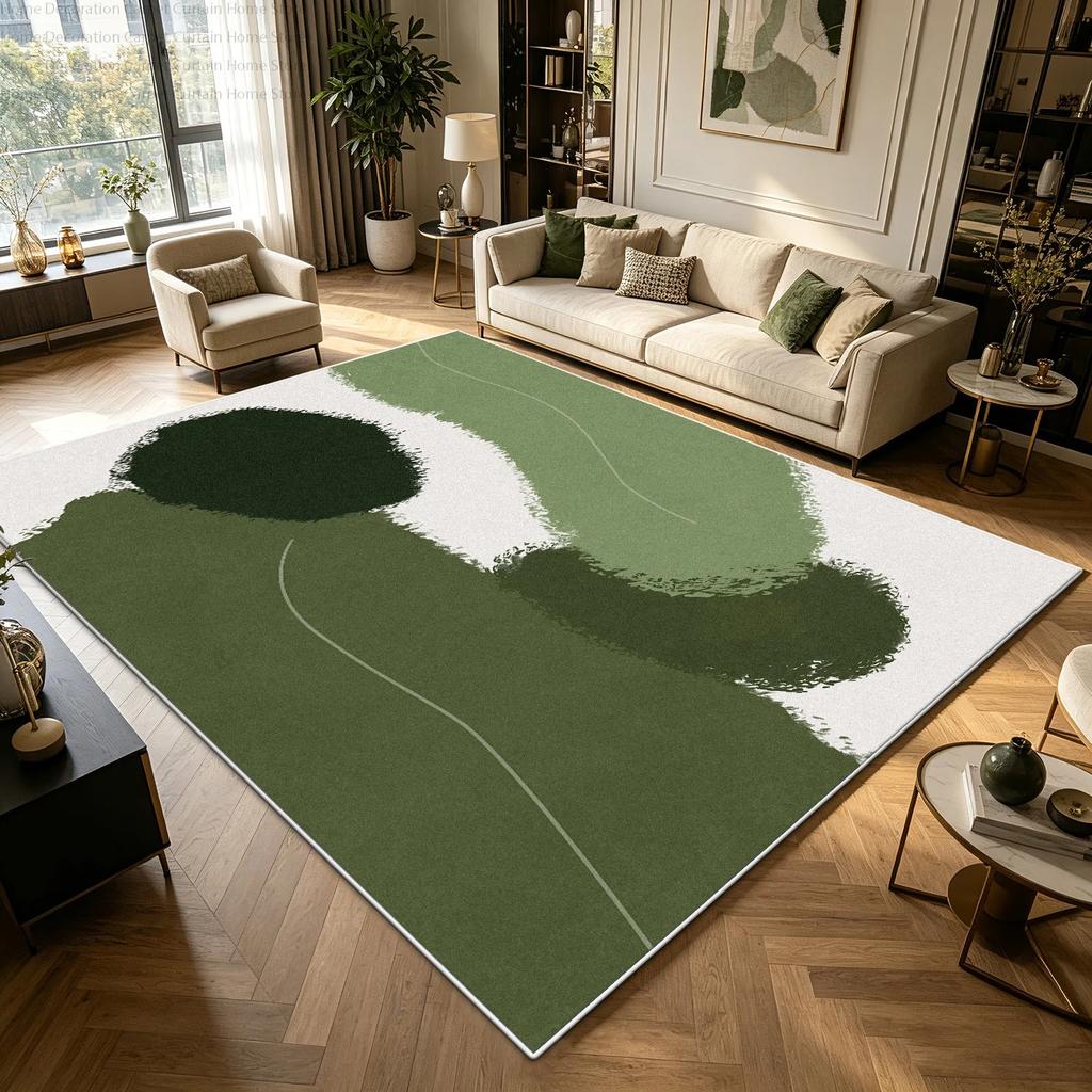 Moderner Minimalistischer Grüner Cremefarbener Abstrakter Teppich für Großes Wohnzimmer Schlafzimmer Teppiche Weich Flauschig Rutschfest Waschbar Lounge Bodenmatten