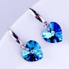 Women's Blue Heart Rhinestone Alloy Ear Hook Dangle Eardrop Earrings