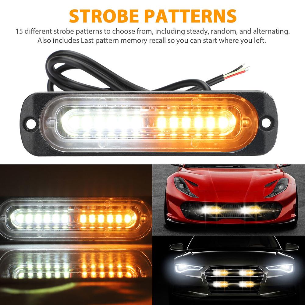 4 stk 12-led strobelys Side Nødvarsel Fare Blitslysstang 12v-24v 36w Ip68 vanntett for bil lastebil