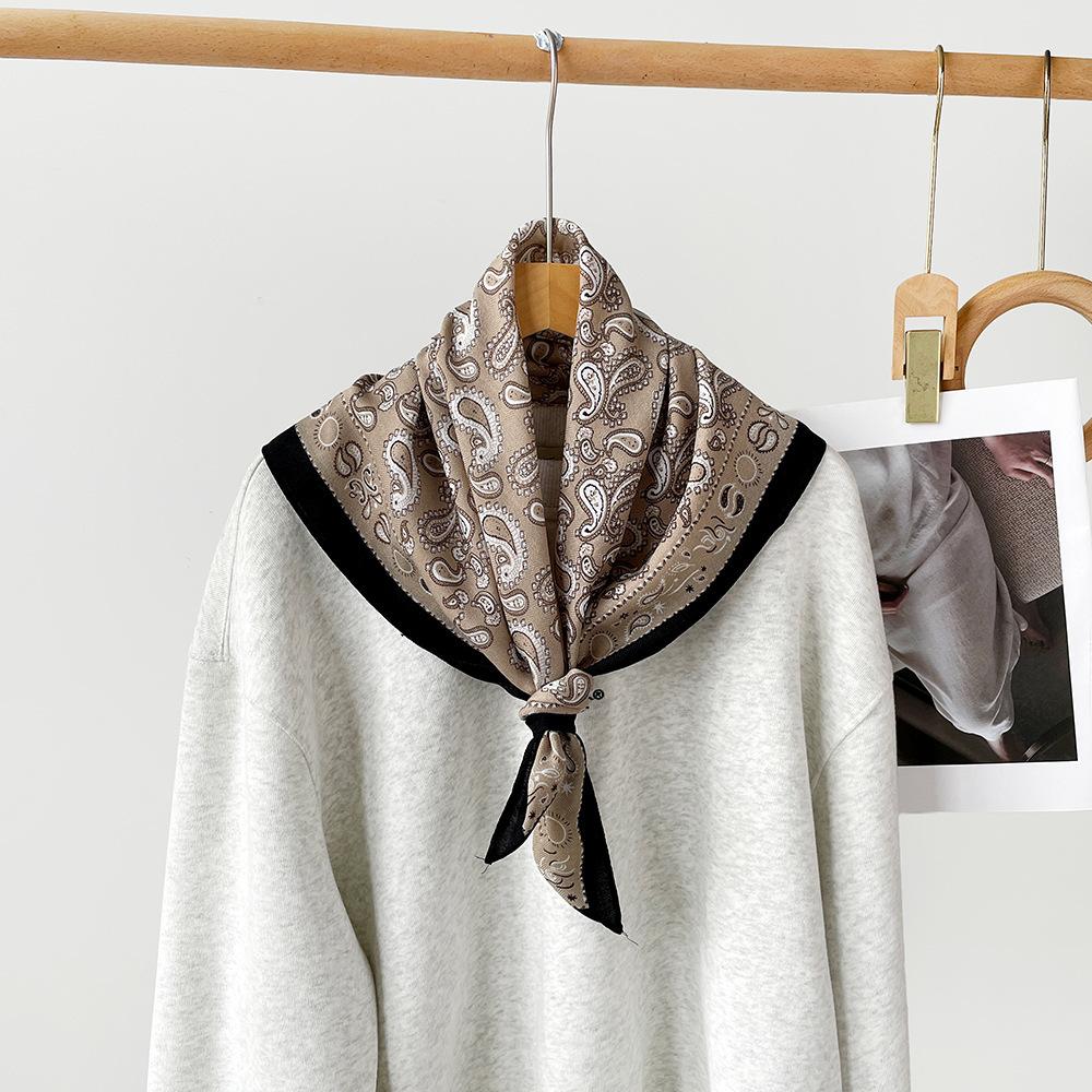 Retro Cotton And Linen Herringbone Pattern Small Square Scarf Silk Scarf Versatile Square Scarf Belt Silk Scarf Clothing With Neck Scarf