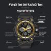 Sanda Fashion Waterproof Dual-Display Sports Watch with Luminous Features for Teens