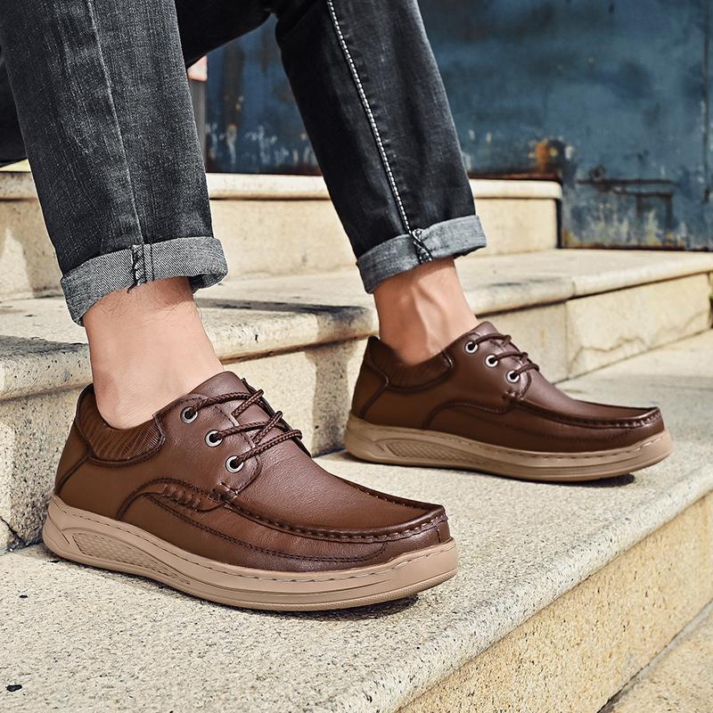 Genuine Leather Mens Shoes Brand Men Casual Shoes Slip On Loafers Flats Soft Oxford Shoes Top Quality Outdoor Shoes Men Sneakers