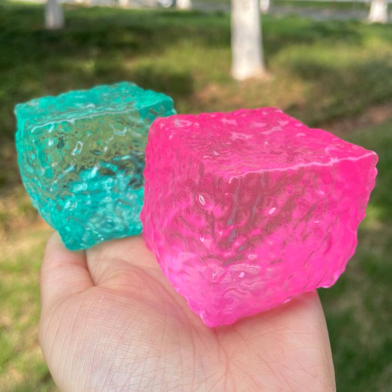 Squishy Cubic Ice Skin Maltose Fidget Toy Shiny Square Stress Relief Squeeze Toy Soft Slow Rebound Toy for Friend Festival Gifts