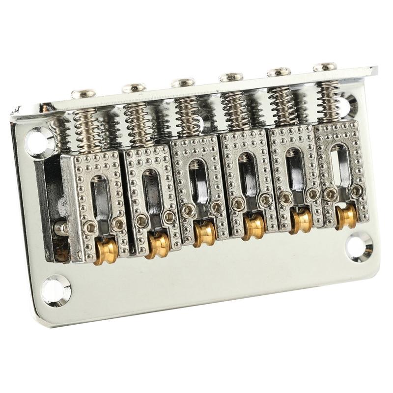 78mm 6 String Bass Guitar Roller Saddle Hardtail Top Load Bridge Tailpiece with L Shaped Wrench and Screws for Guitars