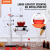 Essential Oil Distillation Kit, 500ml Distillation Apparatus, 3.3 Boro Lab Glassware Distillation Kit with 1000W Heating Plate and 24, 40 Joint, 33