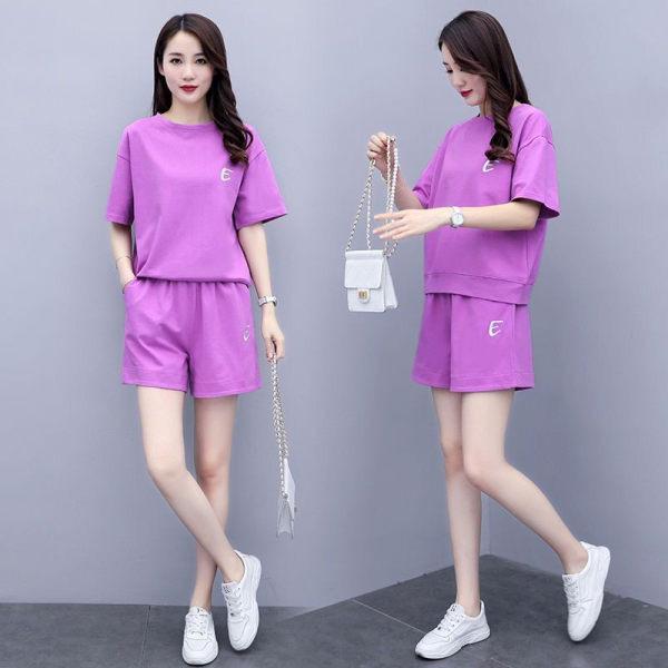 Women's Summer Embroidered Two-Piece Set: Short-Sleeved Top and Casual Loose Shorts