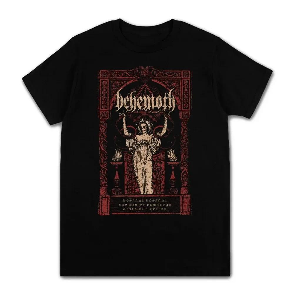 Men Clothing Summer T-shirts Black Metal Behemoth Printed O Neck Short Sleeve Tees Tops Oversized T Shirt Man Streetwear