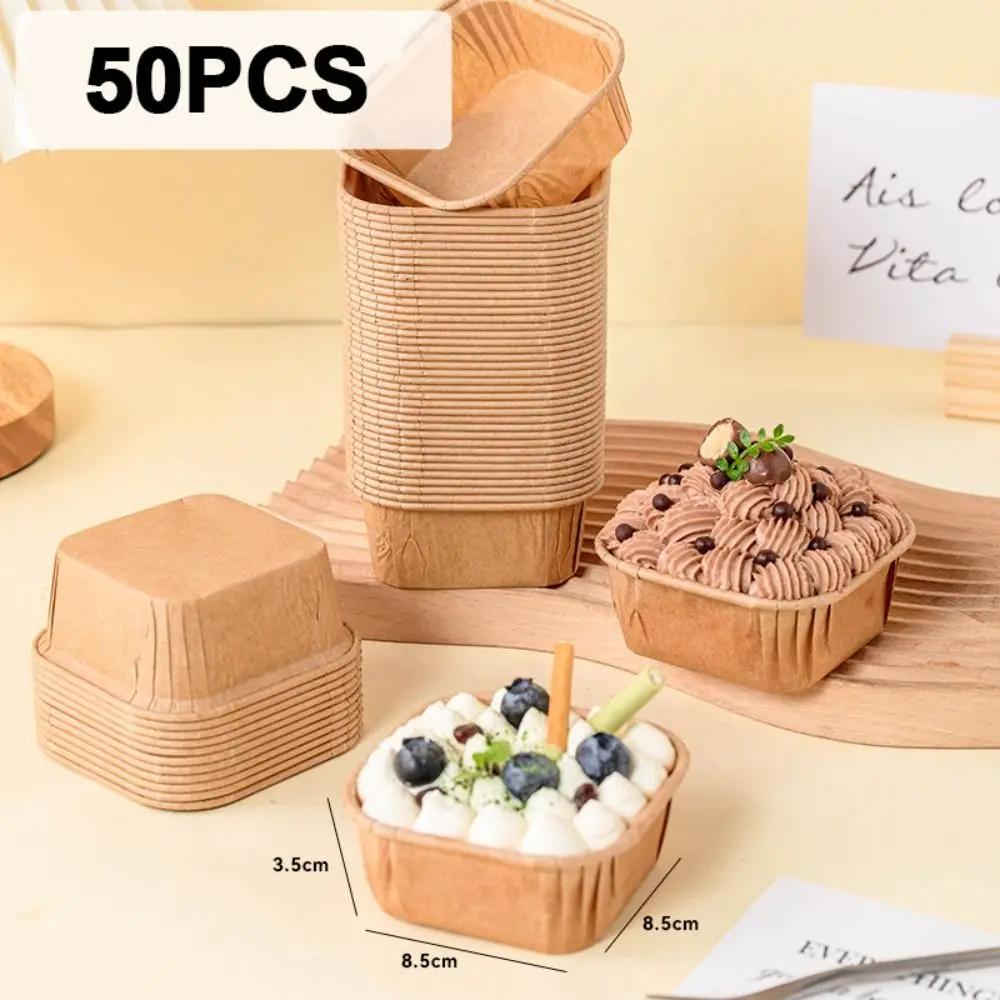 50Pcs Square Muffins Paper Cupcake Cake Mold Baking Tray Cupcake Liner Wrapping Cups Paper Decoration Baking Cup