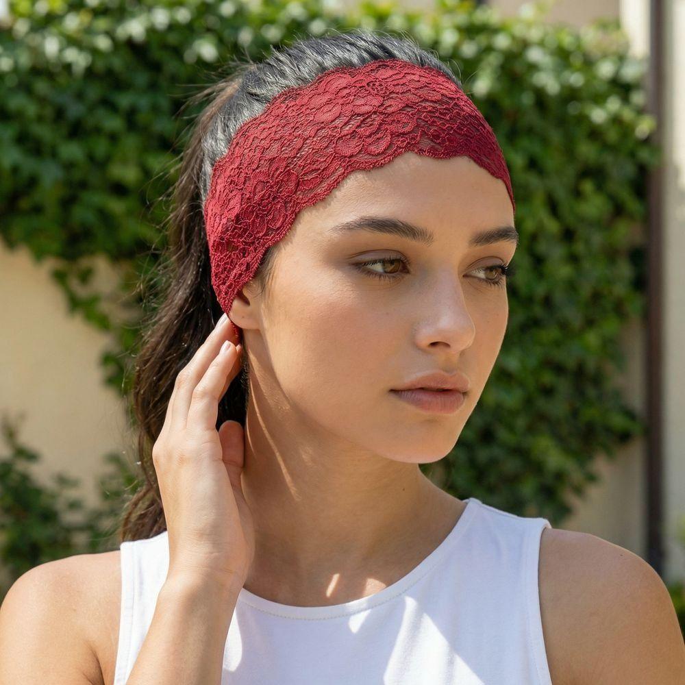 Solid Color Lace Floral Headbands Korean Mesh Elastic Hair Bands Headwear