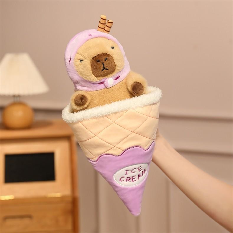 Cream Ice Strawberry Capybara Cute Cartoon Plush Doll Toy Decoration Bedroom