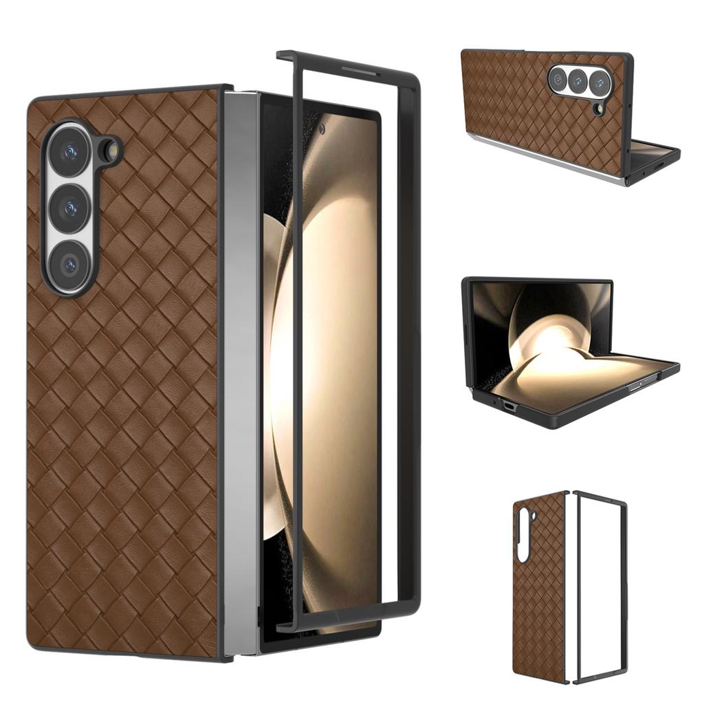 For Samsung Galaxy Z Fold6 5G Case Woven Texture PU Leather Coated PC Phone Cover
