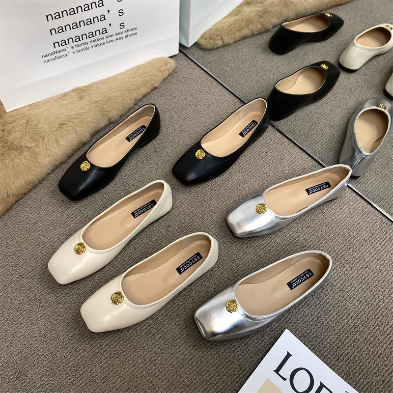 Fashion Flat Shoes for Women 2025 Spring and Autumn Square Toe Plus Size Women's Shoes  Loafers Women Ladies Zapatos De Mujer