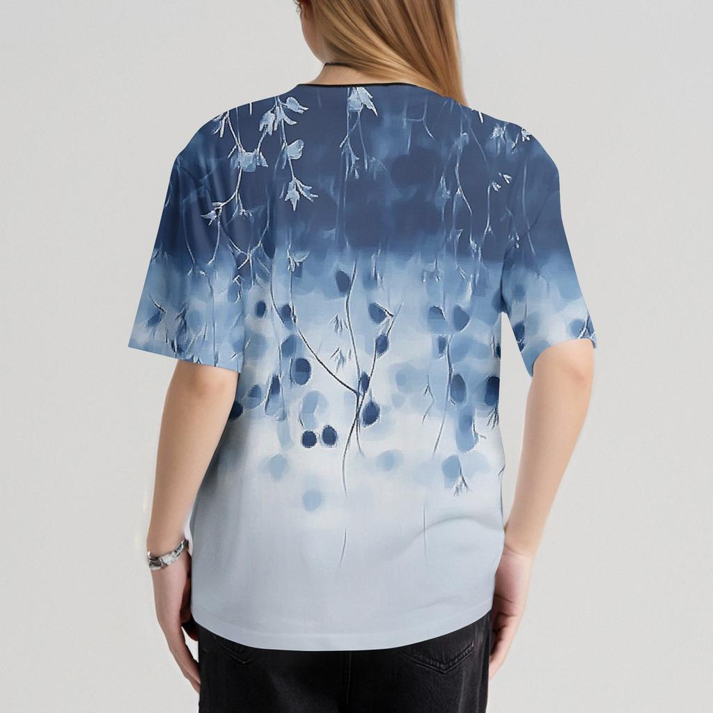 Women's Casual  Print Short Sleeve Sloping Collar Workwear Top With Double Pockets